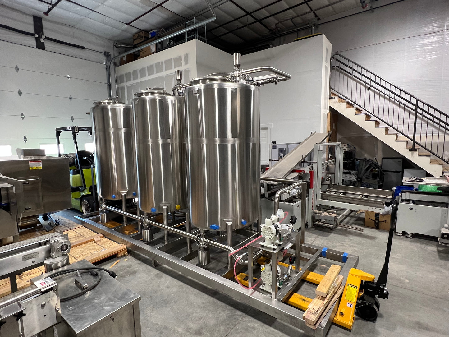 NEW - CIP SKID - 3 Tank Automatic CIP Skid with Heat Exchanger and Chemical Injection