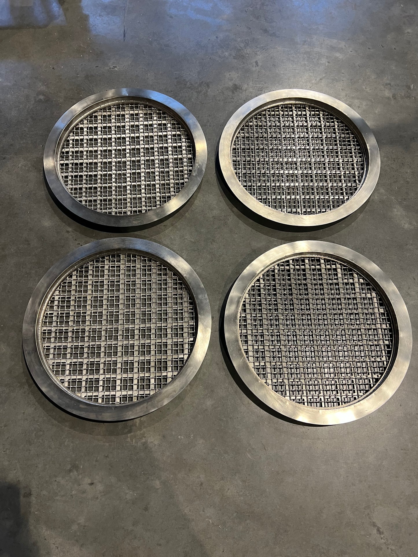 4 Each New, ATS Fabricated 18-1/4” ID by 21” OD Manway Screens — 304 SS—custom sizes available upon request