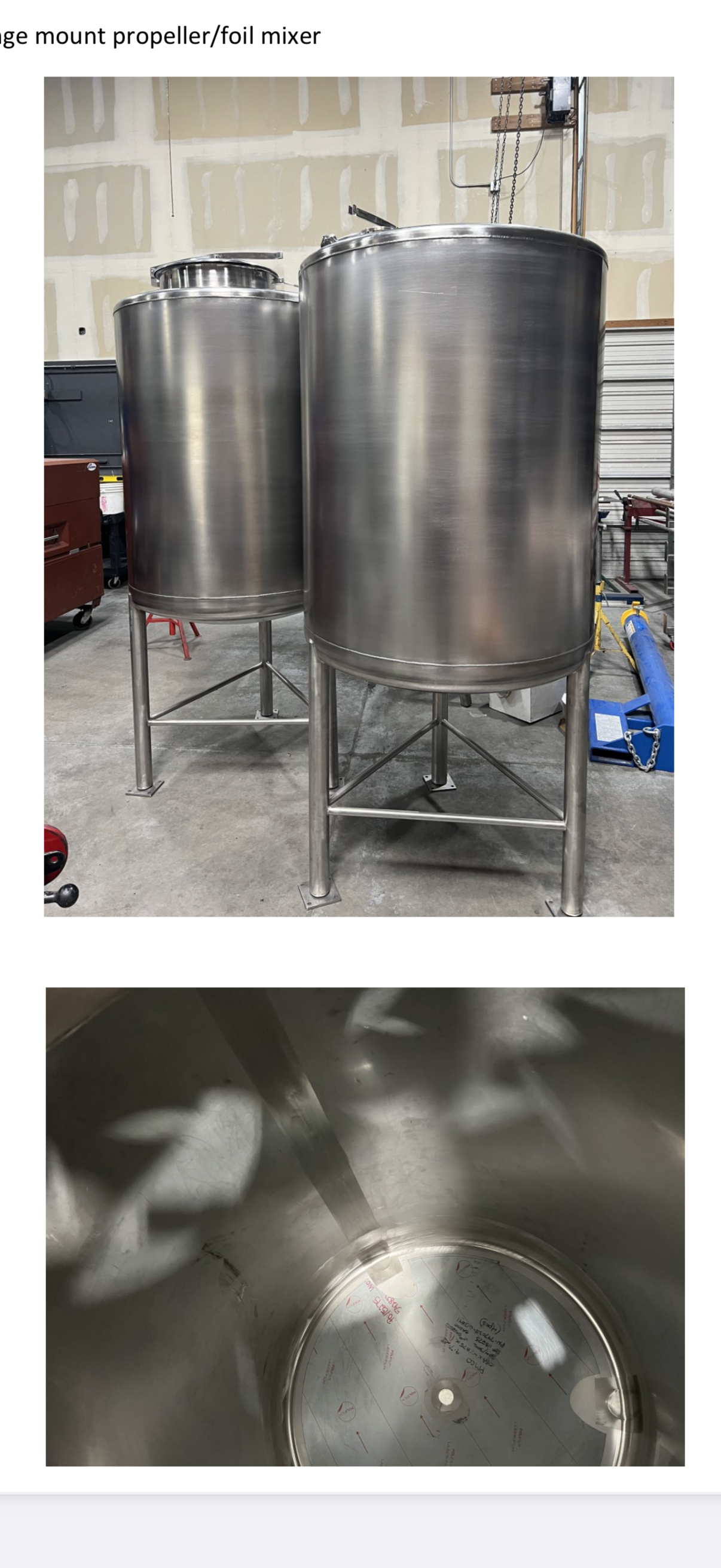 2 Each New 250 gallon, single wall 12 guage, 304 SS Tanks—Stock UTAH