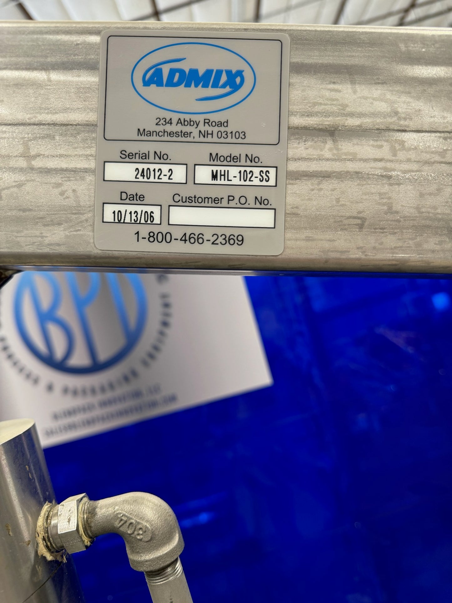 Admix, MHL-102-SS Serial Number 24012-2