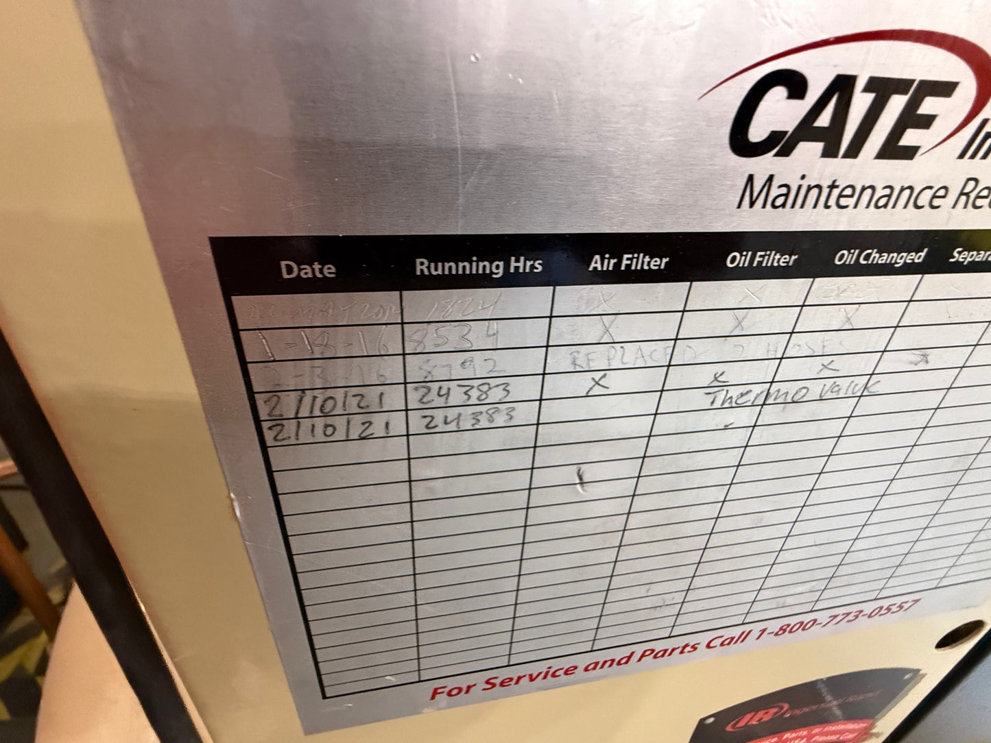 Used Ingersol Rand Air Compressor - Model R11i's - Less Tank and Dryer