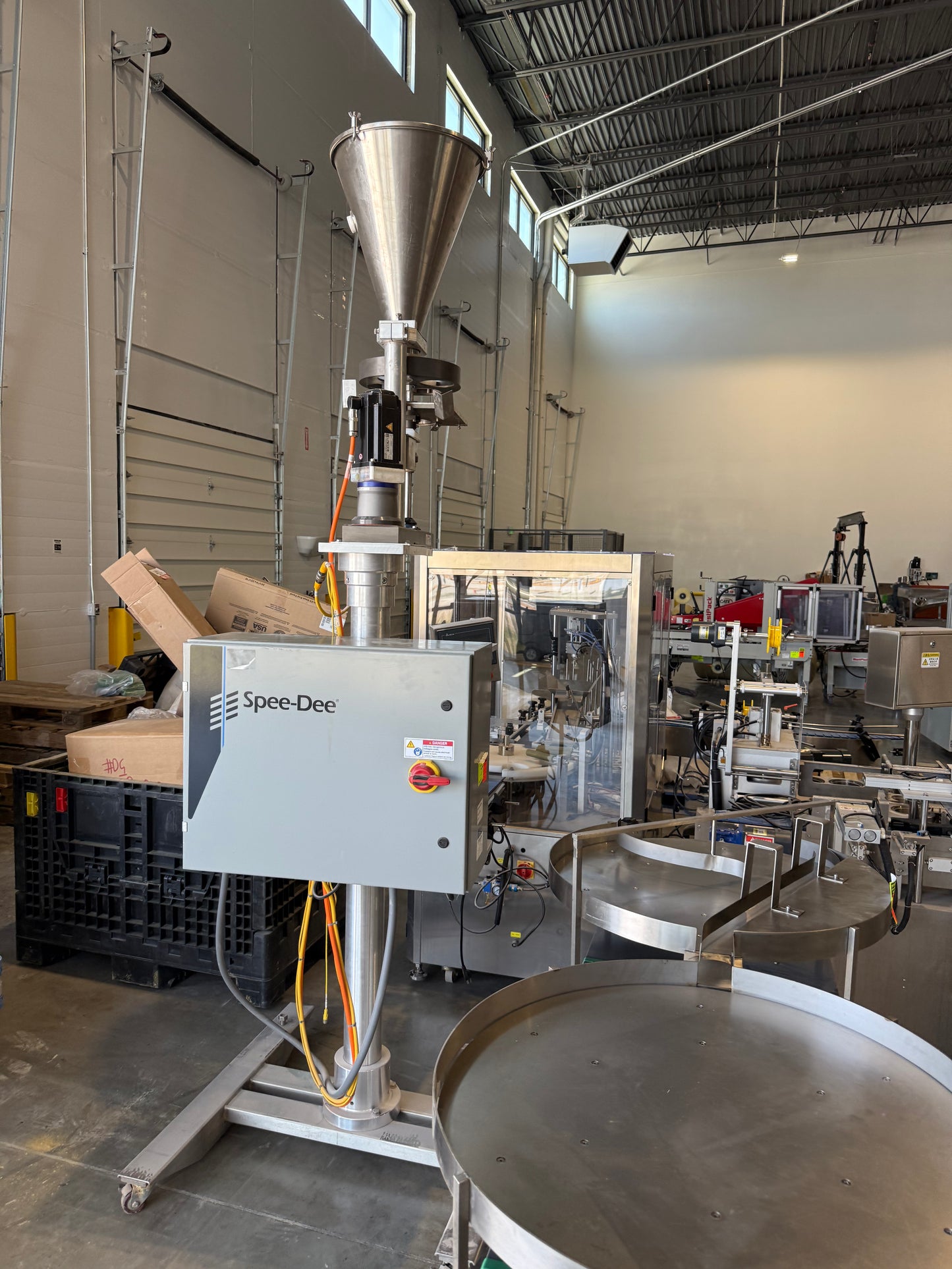 Slightly Used - Full Tub Filling Production Line - Tub Filler, Tub Sealer, Tub Capper, Spee-dee Filler, Conveyor sections