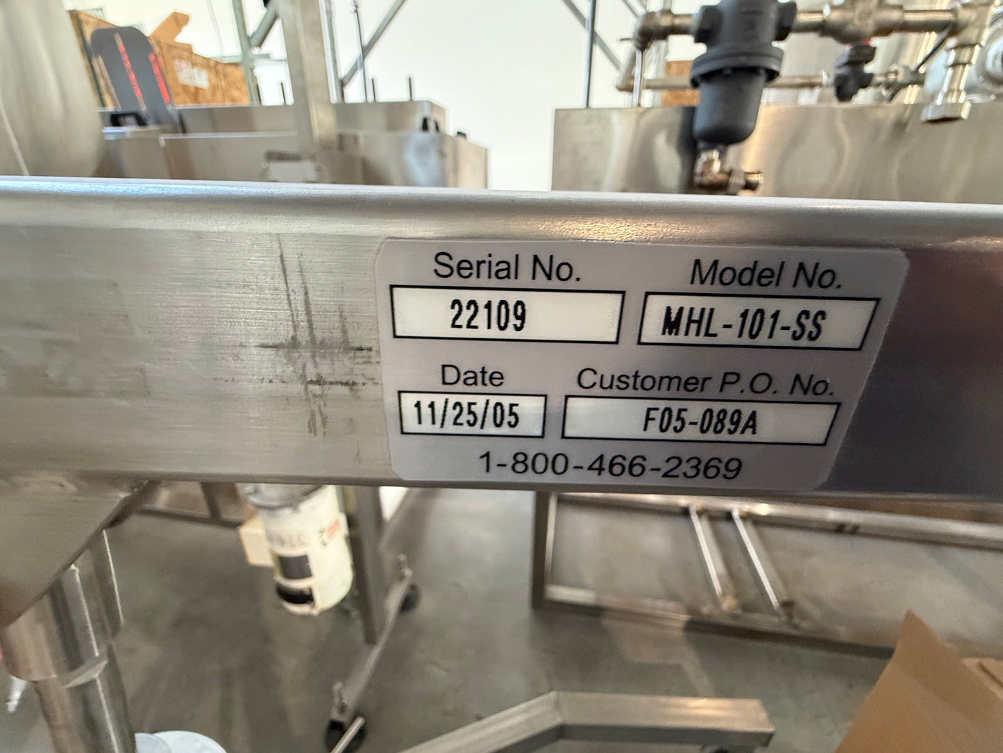 Used Admix High Shear Mixer, Model 80RS60SS, Serial Number 22109, Used Admix, Pneumatic Lift Stand MHL-101-SS