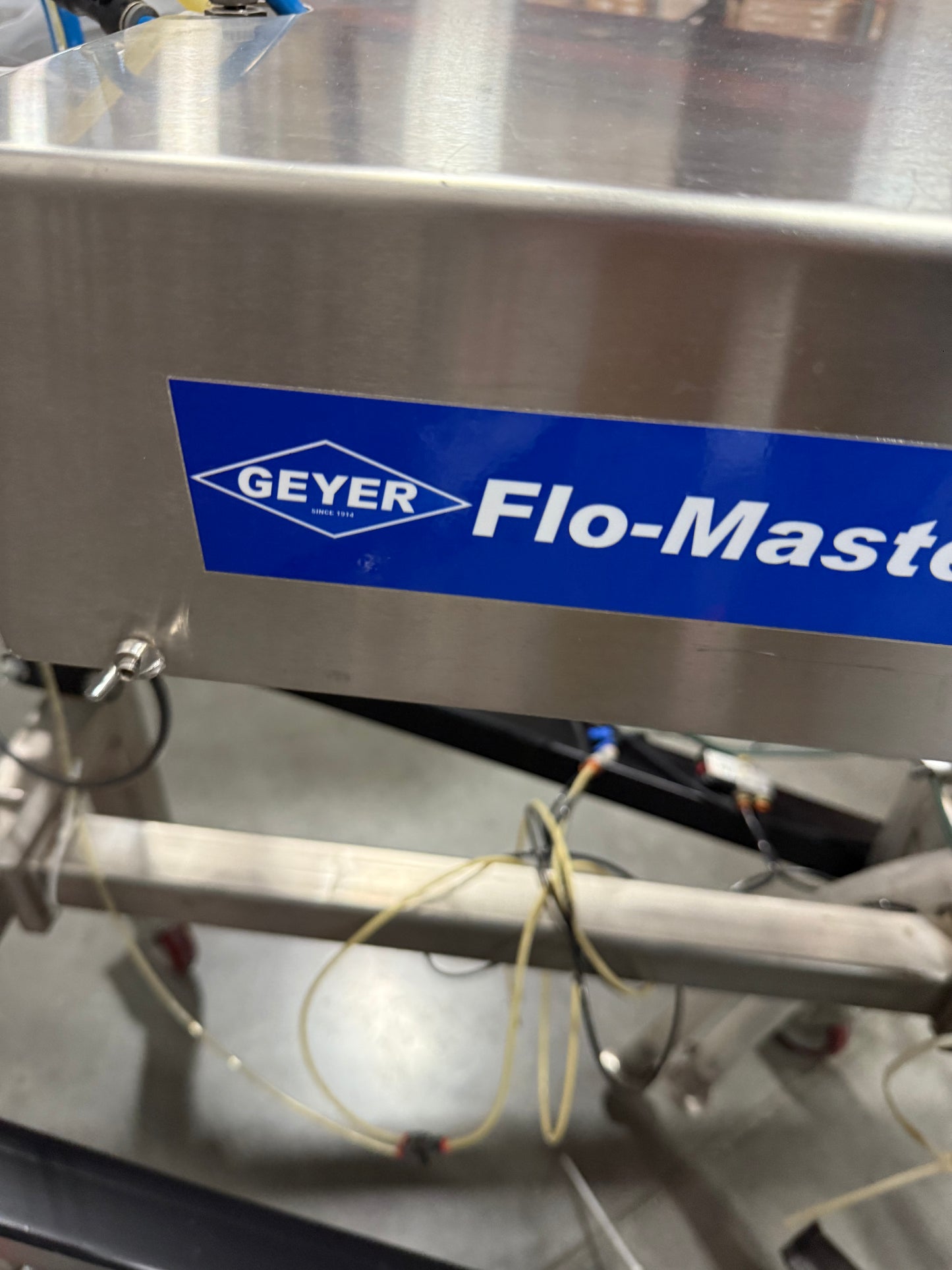 Geyer - Flo Master 4,000 - Dual Nozzle, Piston Filler with Diving Nozzles and Conveyor System.