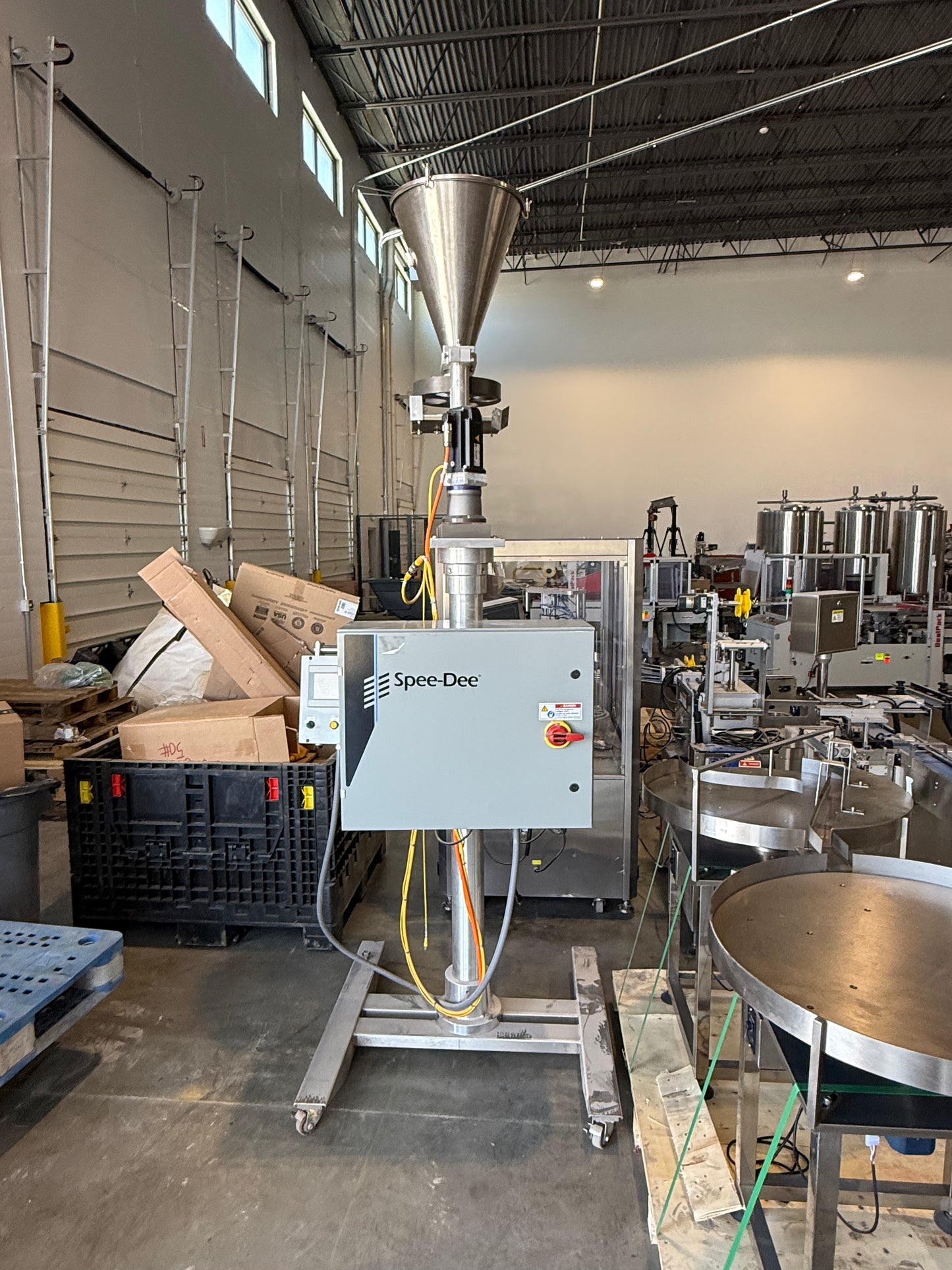 Slightly Used - Full Tub Filling Production Line - Tub Filler, Tub Sealer, Tub Capper, Spee-dee Filler, Conveyor sections