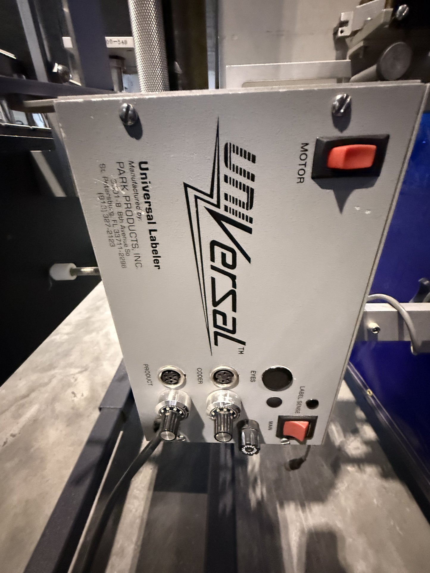 Used Universal Labeler, Park Products, Inc,  Serial # TA2B-285