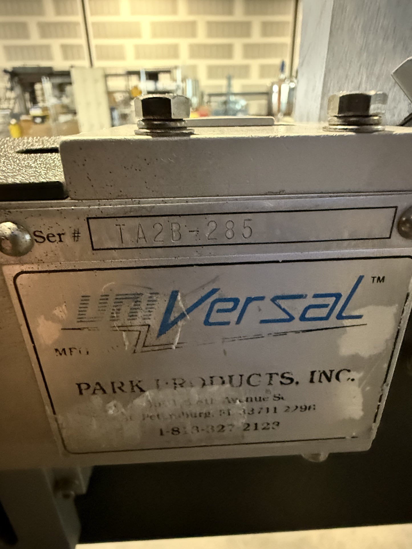 Used Universal Labeler, Park Products, Inc,  Serial # TA2B-285