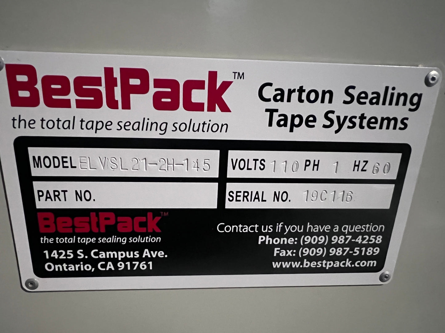 Used Best Pack - Automatic Uniform Case Erector & Bottom Sealer, Model ELVSL21-2H-145