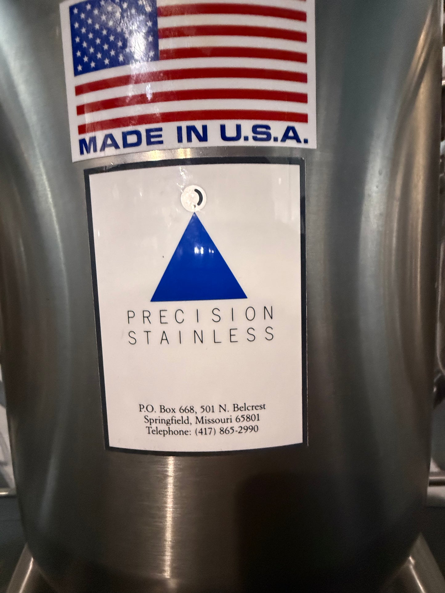 Pre-Owned 100 Liter Pressure Tank - Precision Stainless 316SS, Working Pressure 60 PSIG @ 212Deg