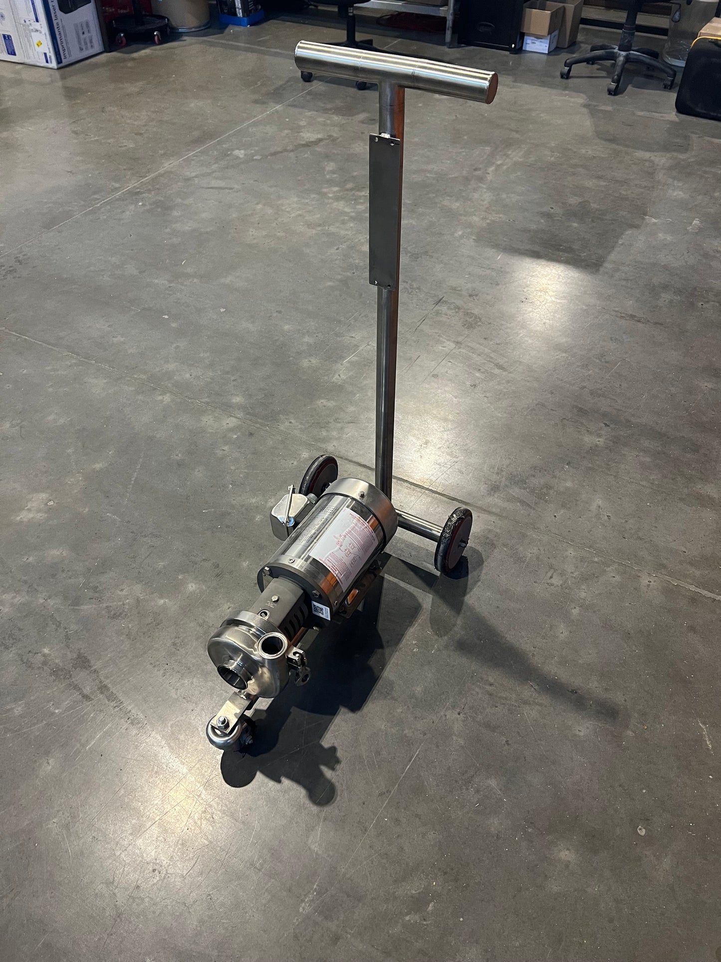 Pre Owned / minimal use, C114 Pump - 3.5 inch impeller, SS 1.5 HP motor, 110V VFD on SS cart with casters