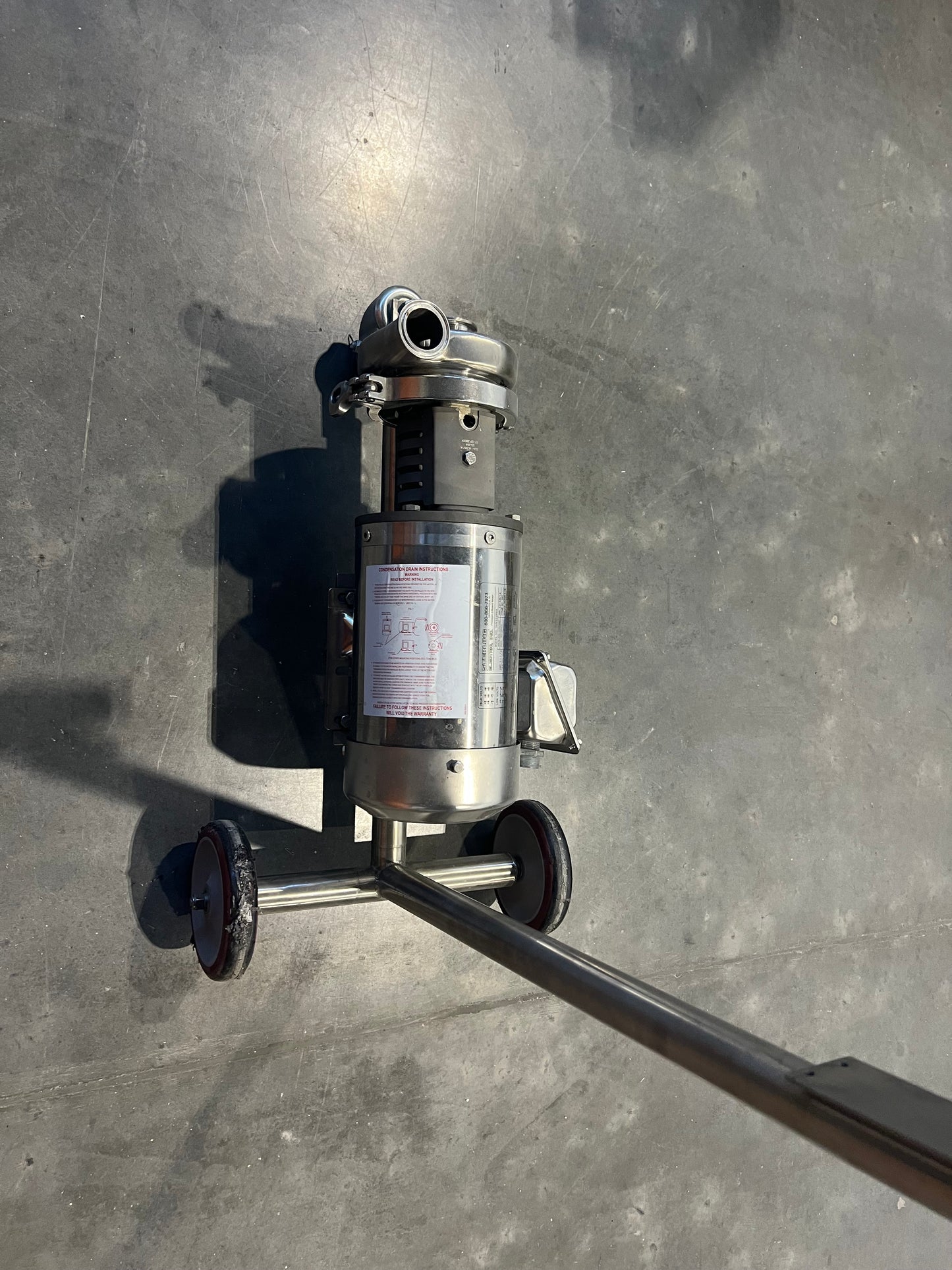 Pre Owned / minimal use, C114 Pump - 3.5 inch impeller, SS 1.5 HP motor, 110V VFD on SS cart with casters