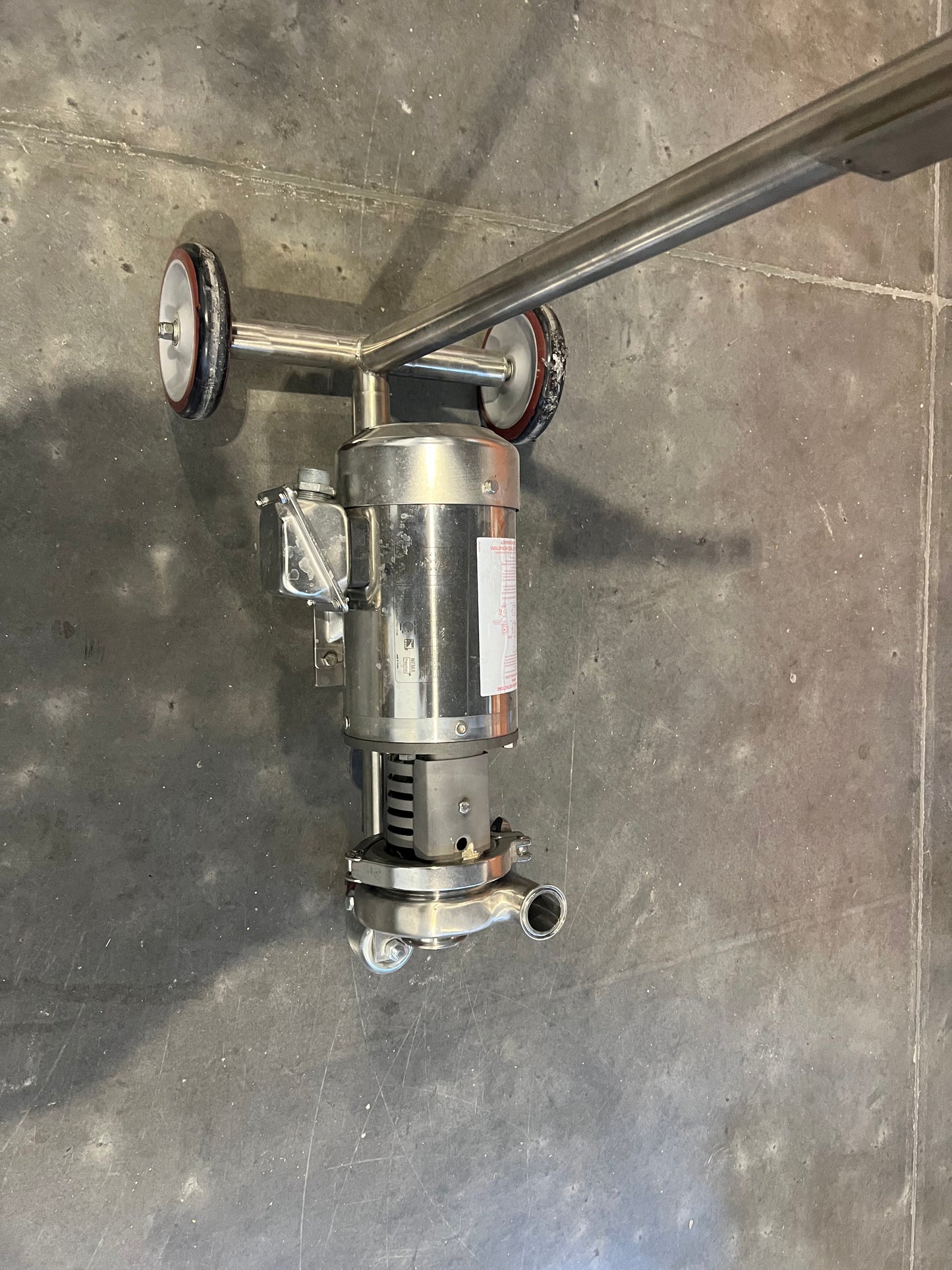 Pre Owned / minimal use, C114 Pump - 3.5 inch impeller, SS 1.5 HP motor, 110V VFD on SS cart with casters