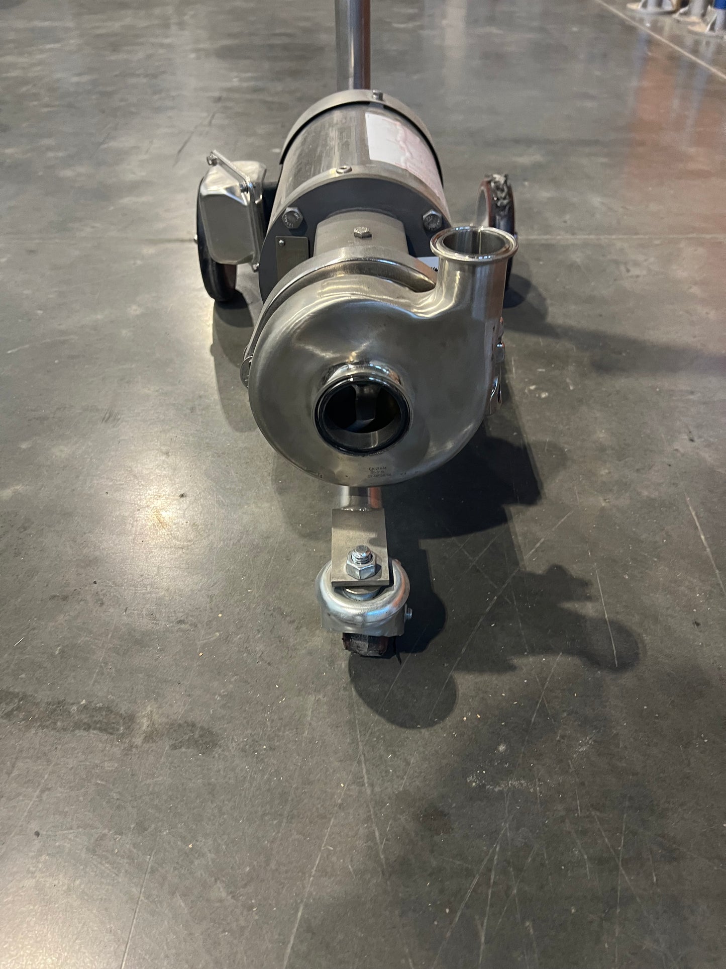 Pre Owned / minimal use, C114 Pump - 3.5 inch impeller, SS 1.5 HP motor, 110V VFD on SS cart with casters
