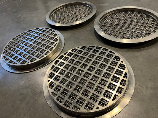 4 Each New, ATS Fabricated 18-1/4” ID by 21” OD Manway Screens — 304 SS—custom sizes available upon request