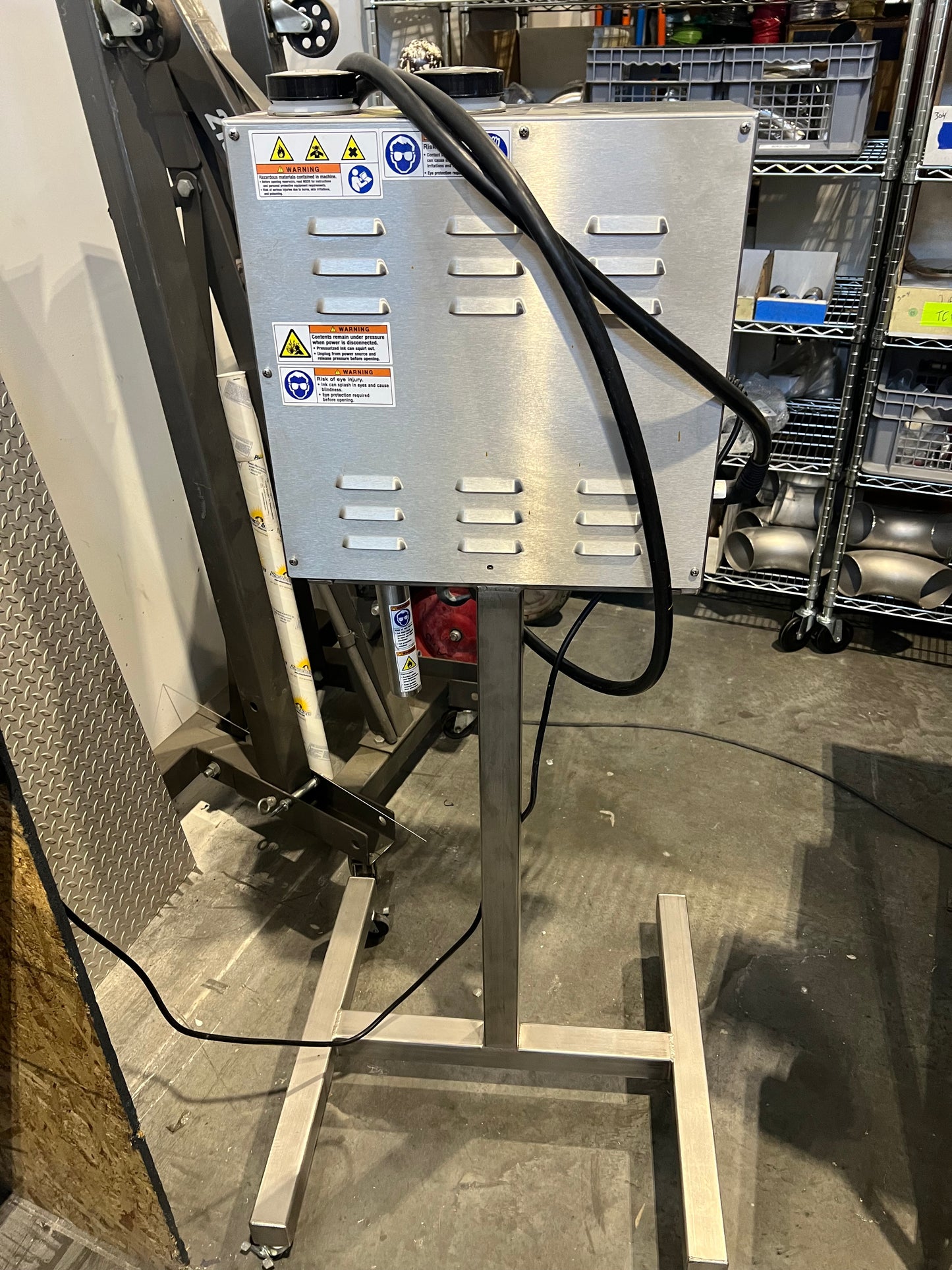 Pre-Owned Leibinger Ink Jet Printer - Black Ink, 110V, SS Square Tube Cart/Stand with Casters