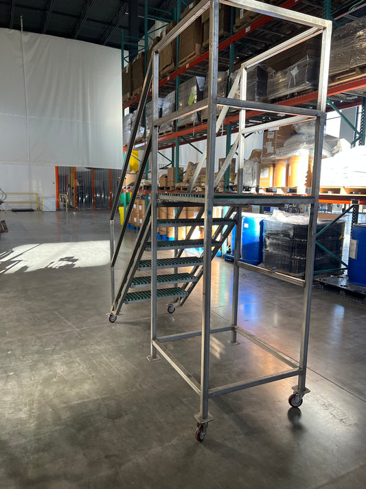 Pre-Owned / Minimal Use, SS Platform with stairs - currently mounted on SS Temporary casters