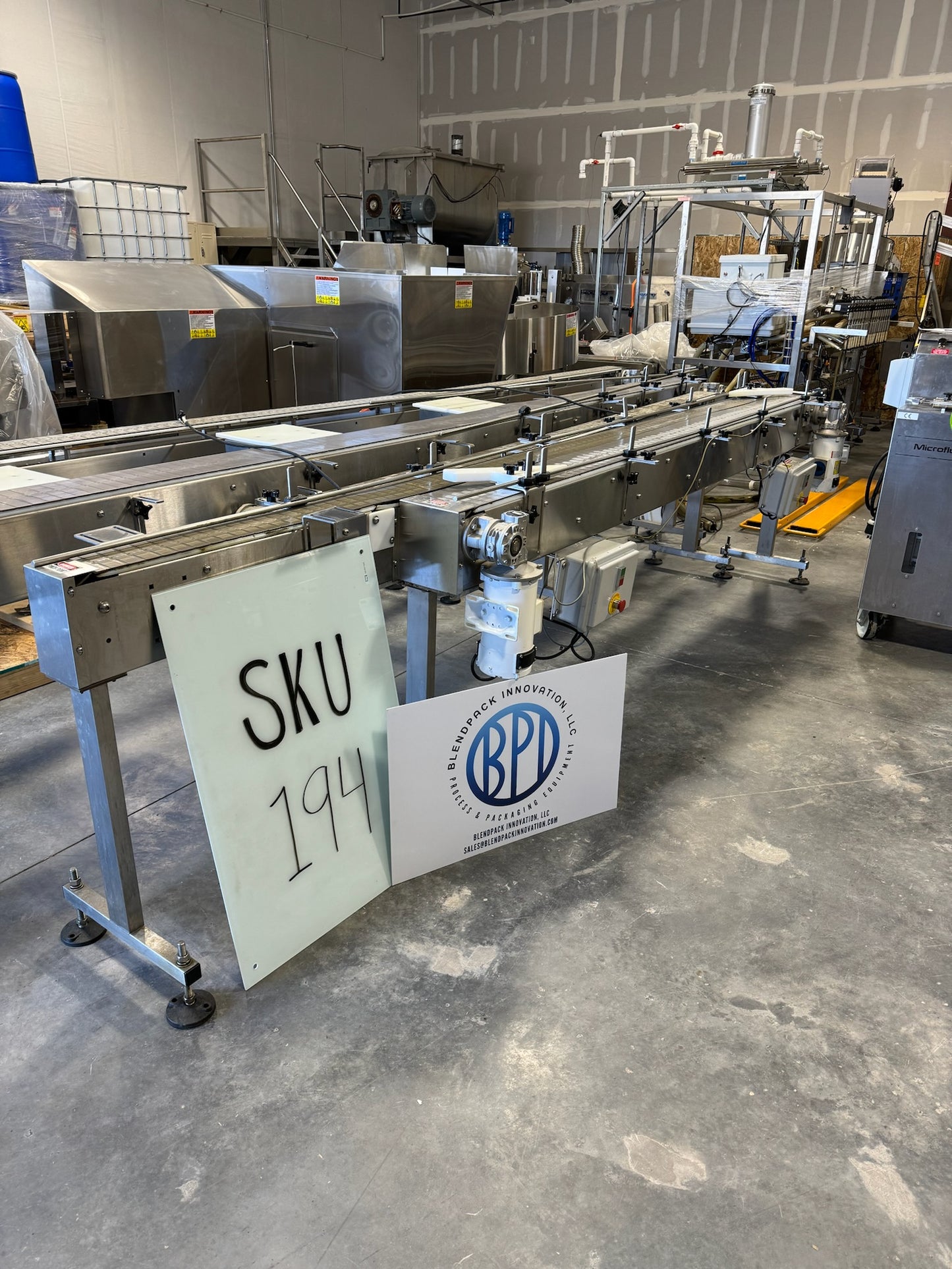 Conveyor, Inline Fillers, with Transitions, 12ft x 4.5in and 10ft x 7.5in.