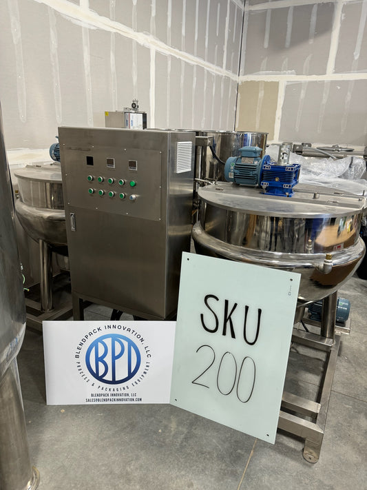 Tank - Mixing tank system - Model # GD150, 2 Tank, 150 liter each, SS Batching Skid with Controls, Scraper Agitation, KQ-500L, 50 Hz, Single Phase (pumps not included)