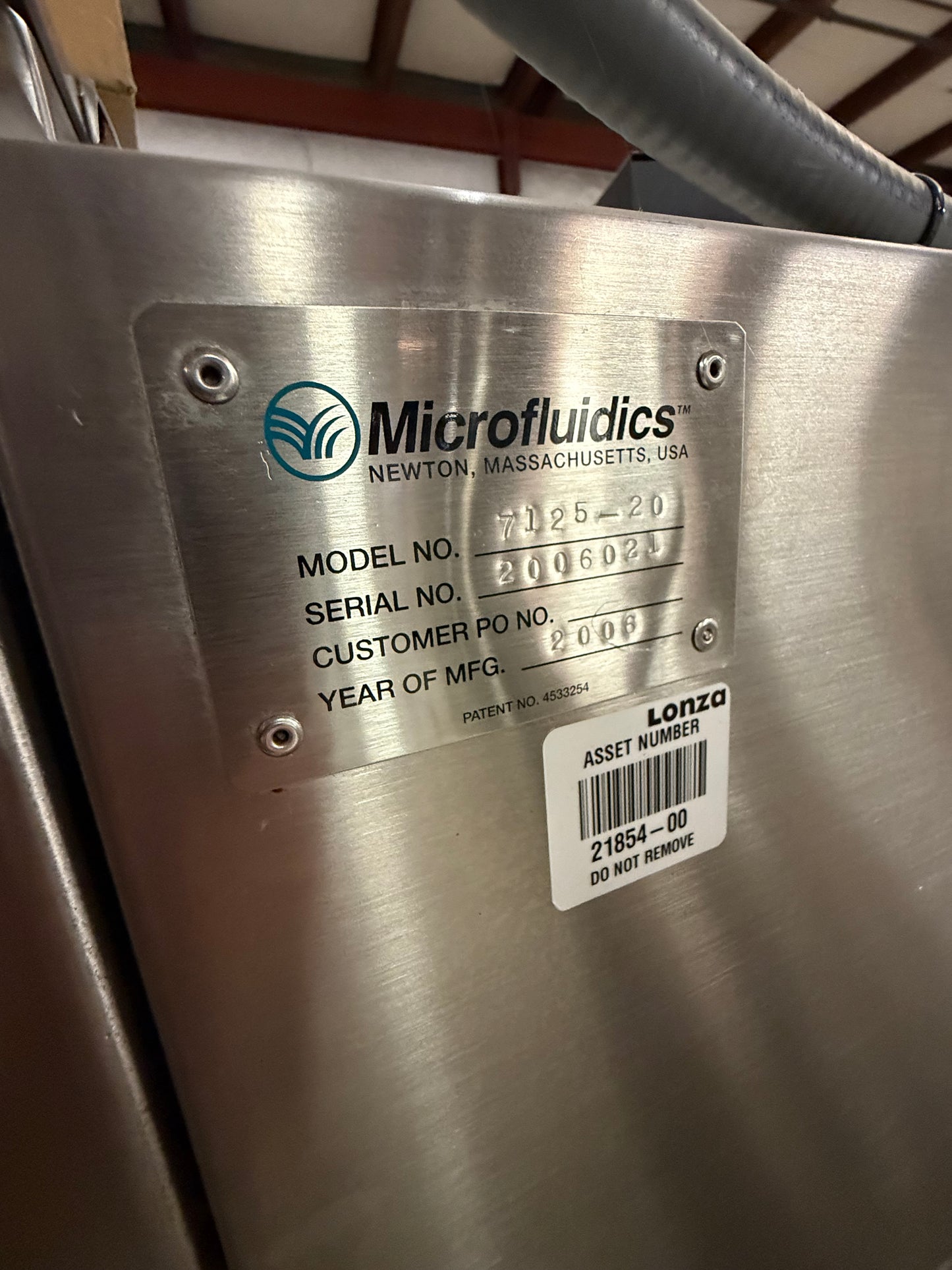 Microfluidizer Processor M7125, 20,000 PSI - Model: 7125-20 with Sample Cooler Model FLF 6225S, and DD Product pump