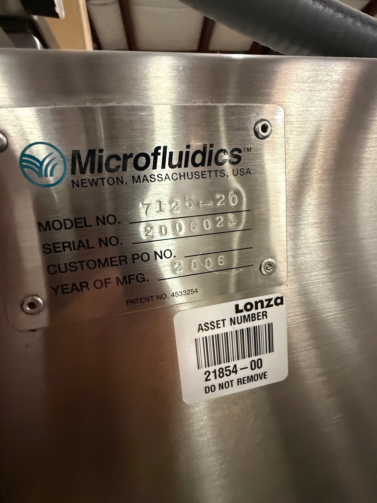 Microfluidizer Processor M7125, 20,000 PSI - Model: 7125-20 with Sample Cooler Model FLF 6225S, and DD Product pump