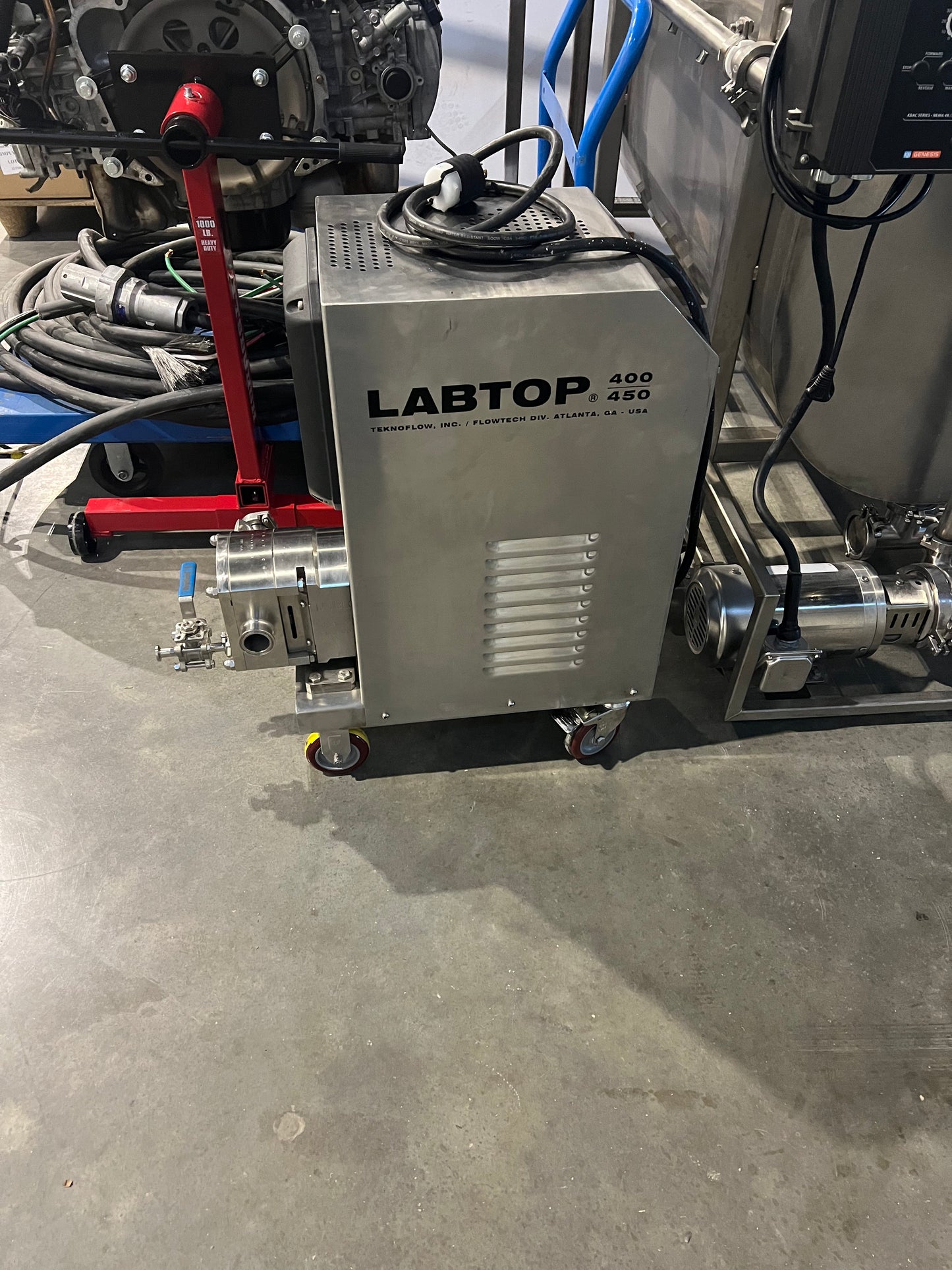 Pre-Owned Unibloc PD Pump Model Labtop 400-450, TC Ports, On Casters with Plug, VFD