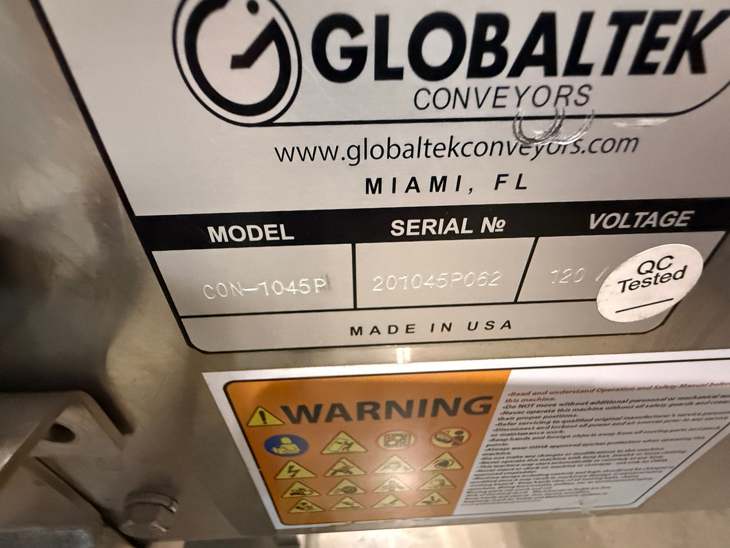 Pre-Owned -GlobalTek Conveyor - 10 foot length, 4.5" width